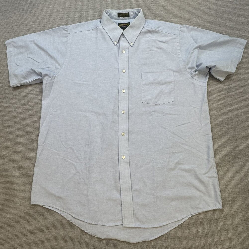 Cambridge Classics Mens Wrinkle-Free Oxford Dress Shirt 17 1/2 Lt Blue Office